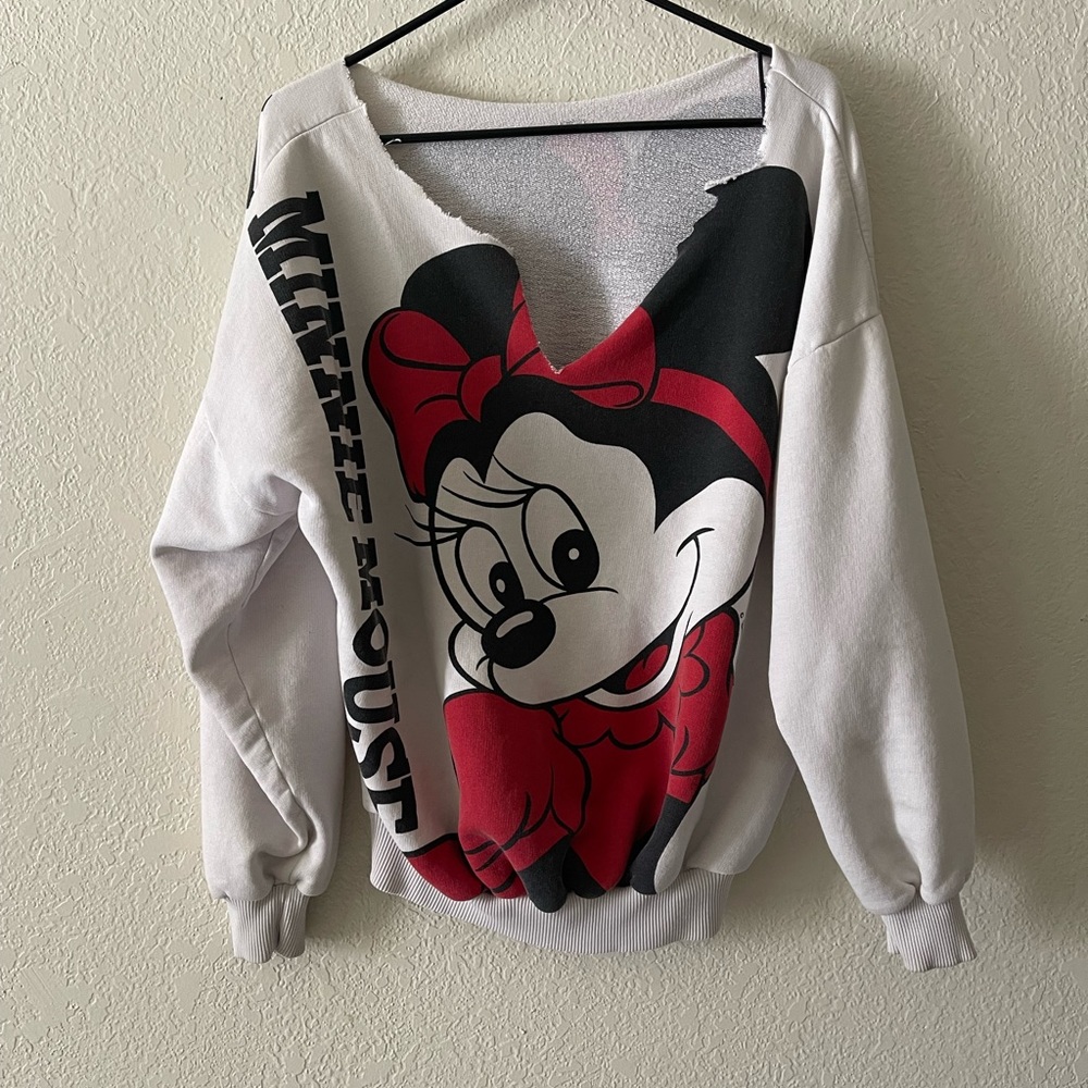 Vintage Minnie Mouse Custom Crop Sweater Womens Size Unknown